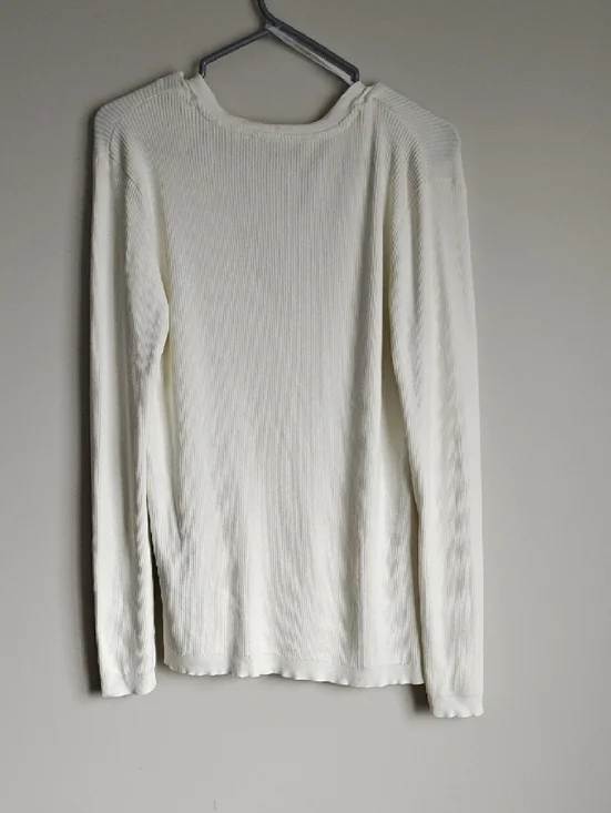 Simons Cream Ribbed V-Neck Button Cardigan - Picture 5 of 7